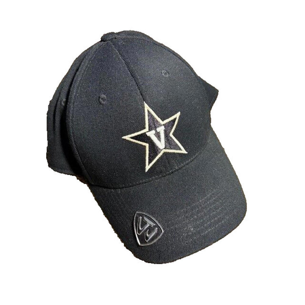 Vanderbilt University Black Fitted Hat Flex Fit Top of the World